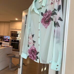 Ted Baker Mint Green Floral Button Down Shirt